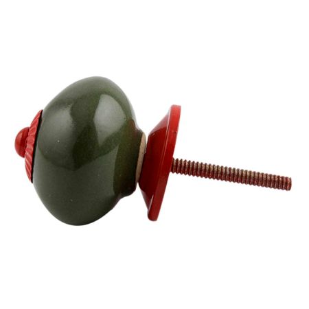 Olive Round Red Fitting Ceramic Knob